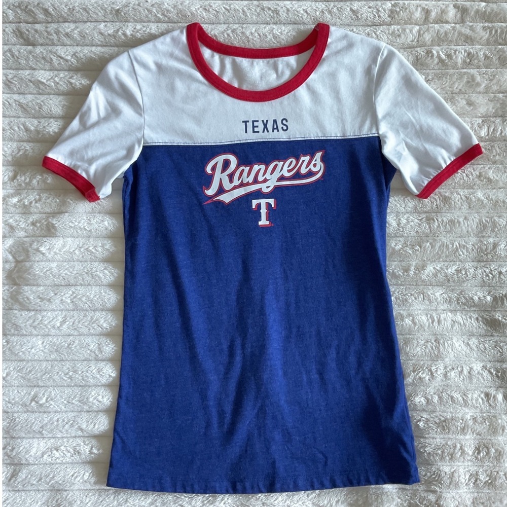 Texas Rangers MLB Cooperstown Collection Ringer Tee Blue White XS